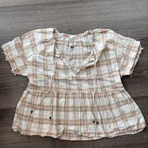 Anthropologie Plaid Blouse